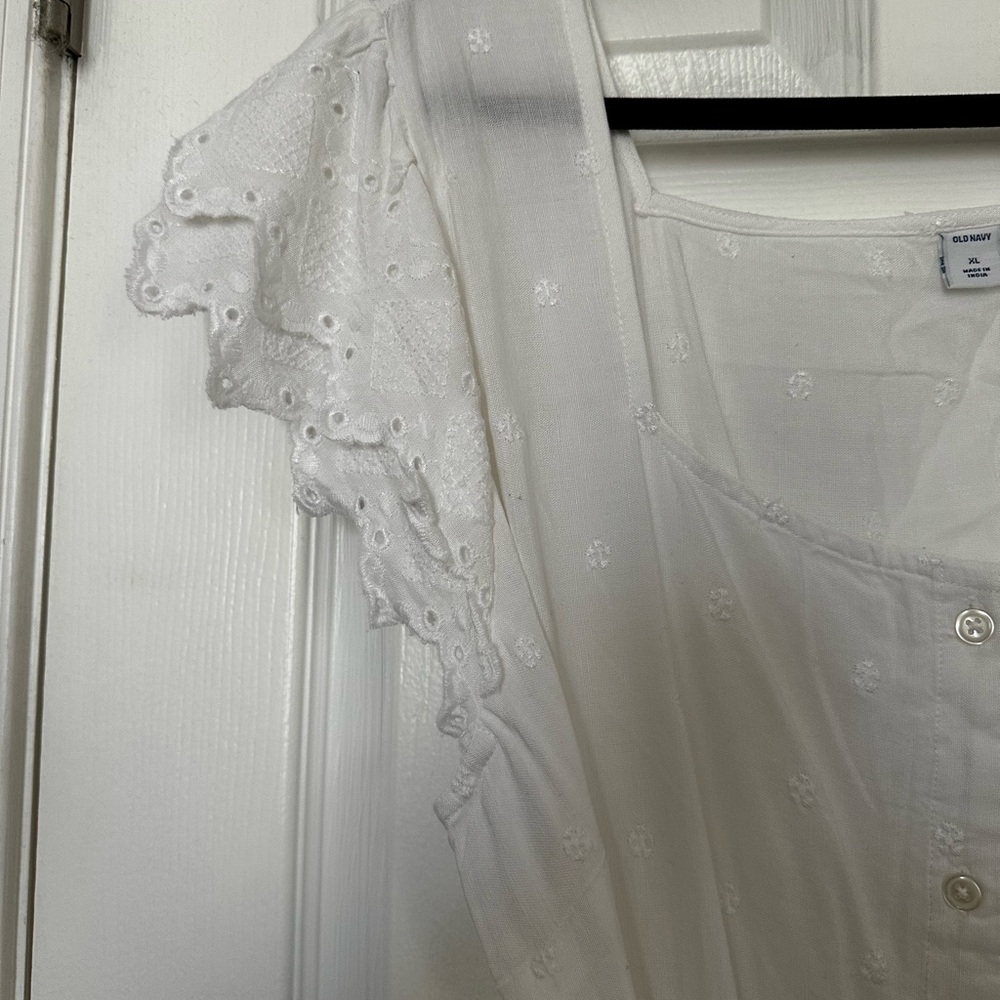 BNWOT Old Navy White Eyelet Midi Dress - Picture 2 of 9